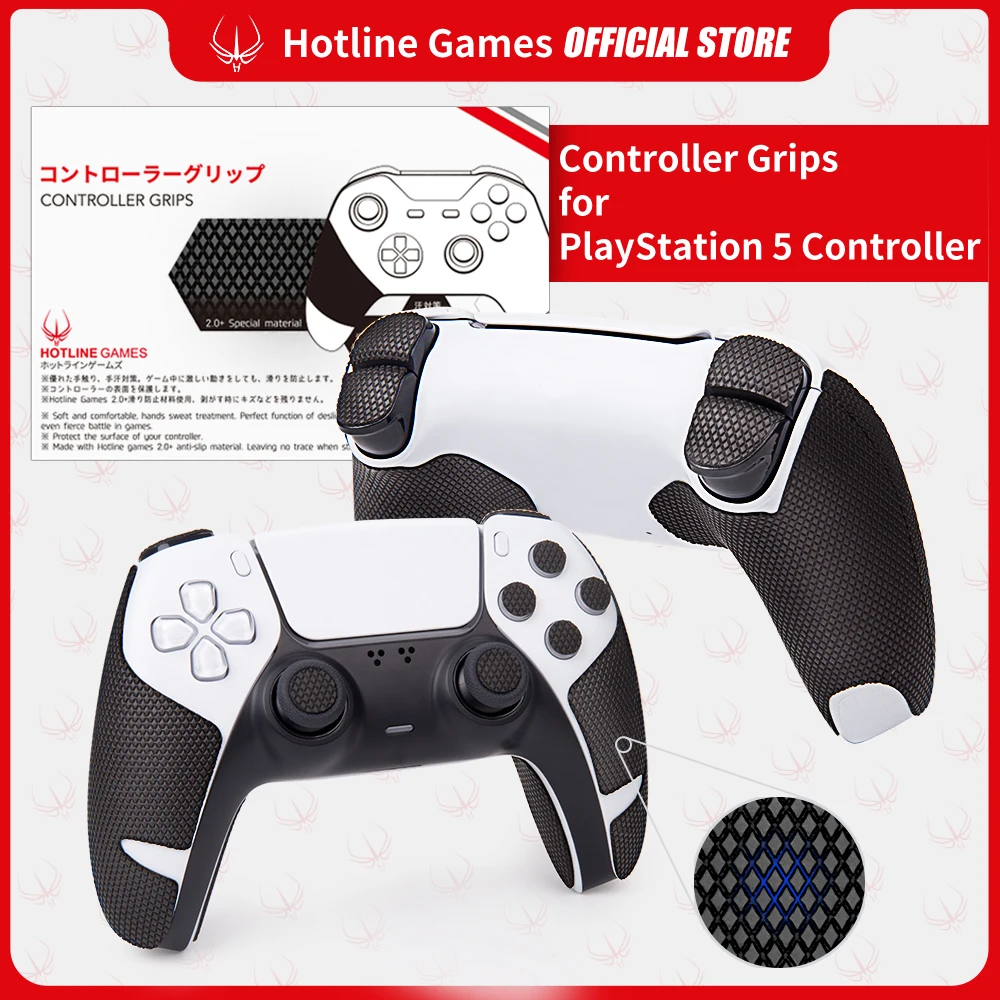 Hotline Games 2.0 Plus Controller Grip Tape Compatibile Con Playstation 5 / Ps5 Dualsense Controller, Assorbente Del Sudore, Antiscivolo