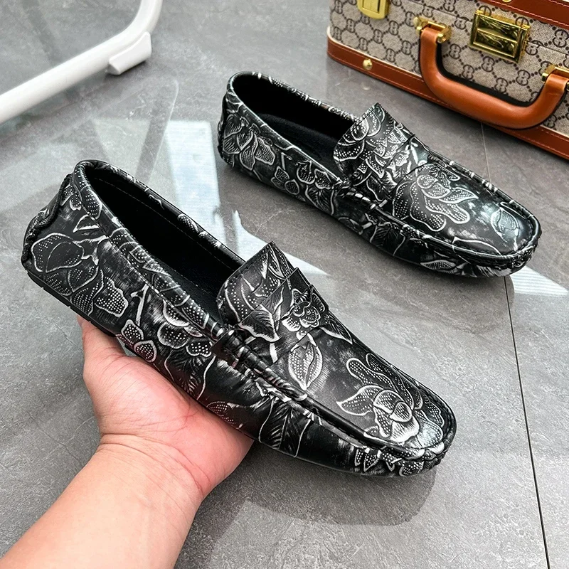 Yrzl Mocassini Uomo Scarpe Casual Motivo Floreale Scarpe Di Grandi Dimensioni Mocassini Da Uomo Mocassini Comodi Slip On Driving Mocassini Per Uomo