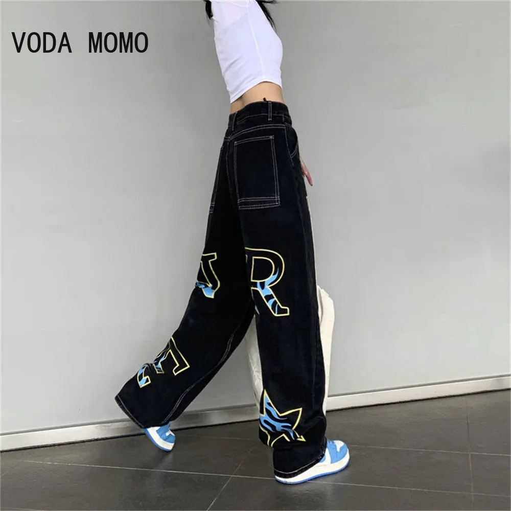 2022 New Straight Black Jeans Men'S Streetwear Cotton Denim Loose Pants Men Fashion Trendy Wide Leg Pants Denim Loose Trousers