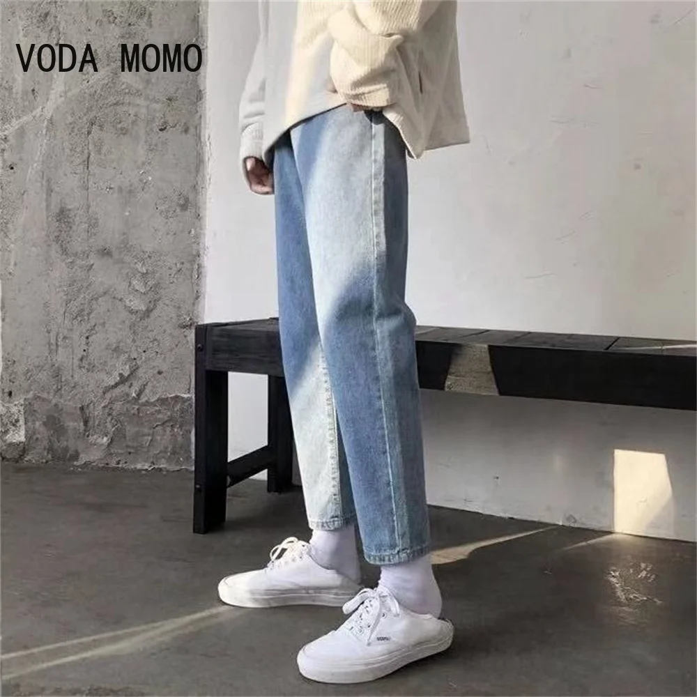 Korean Fashion Men Wide Leg Jeans 2022 Autumn New Streetwear Straight Baggy Denim Pants Male Brand Trousers Men Jeans