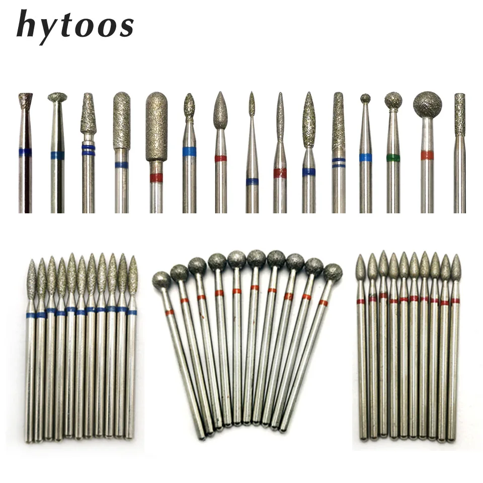 Hytoos 10 Pz/Set Punte Per Trapano Per Unghie Frese Diamantate Per Manicure Fresa Per Cuticole Fresa Per Pedicure Accessori Per Unghie Strumenti