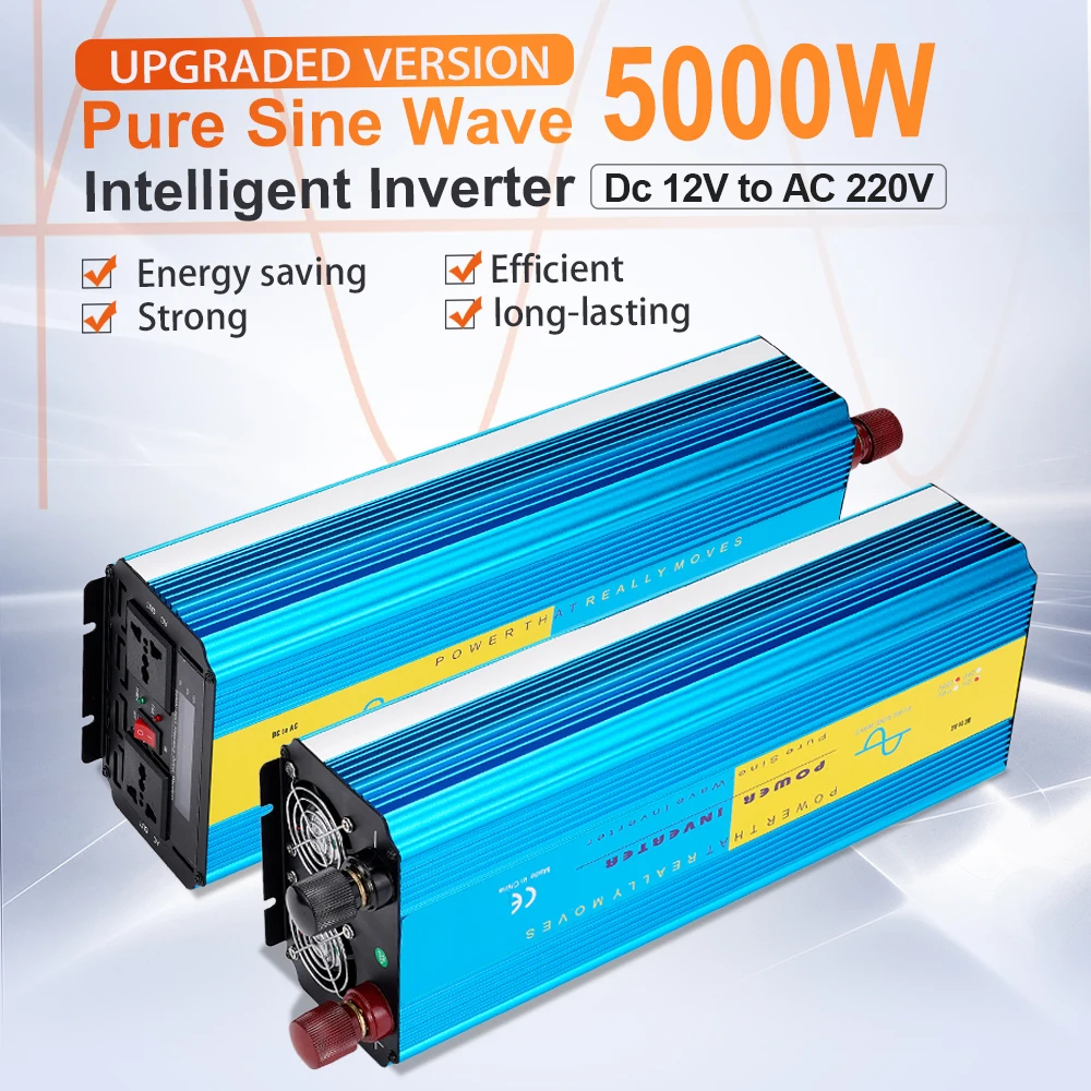 Inverter A Onda Sinusoidale Pura 12/24V 220V 5000W 4000W 3000W Inverter Solare Per Auto 12/24V Dc A Ac 220V Trasformatore Convertitore