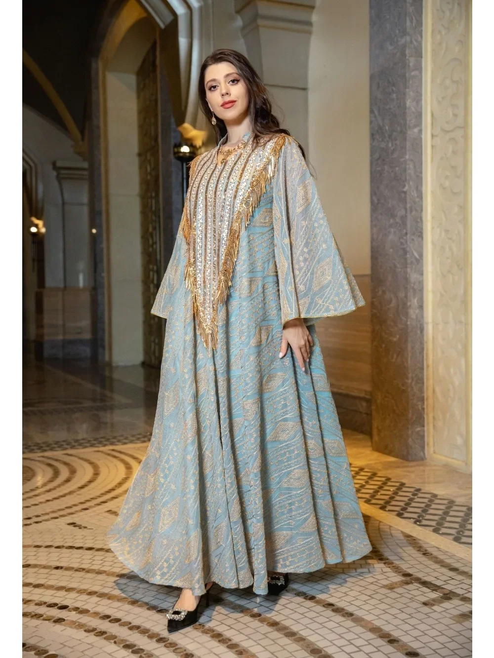 Marocco Vestito Da Partito Per Le Donne Musulmano Abaya Mesh Paillettes Jalabiya Dubai Abaya Caftano Abaya Islam Abiti Arabo Abito Lungo Autunno