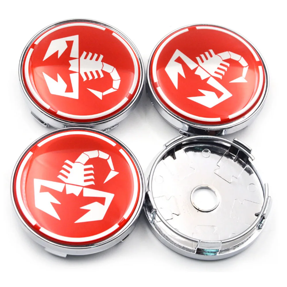 4 Pezzi 60Mm Scorpio Abarth Logo Coprimozzo Accessori Tappo Ruota Per Fiat Abarth 500 595 500X