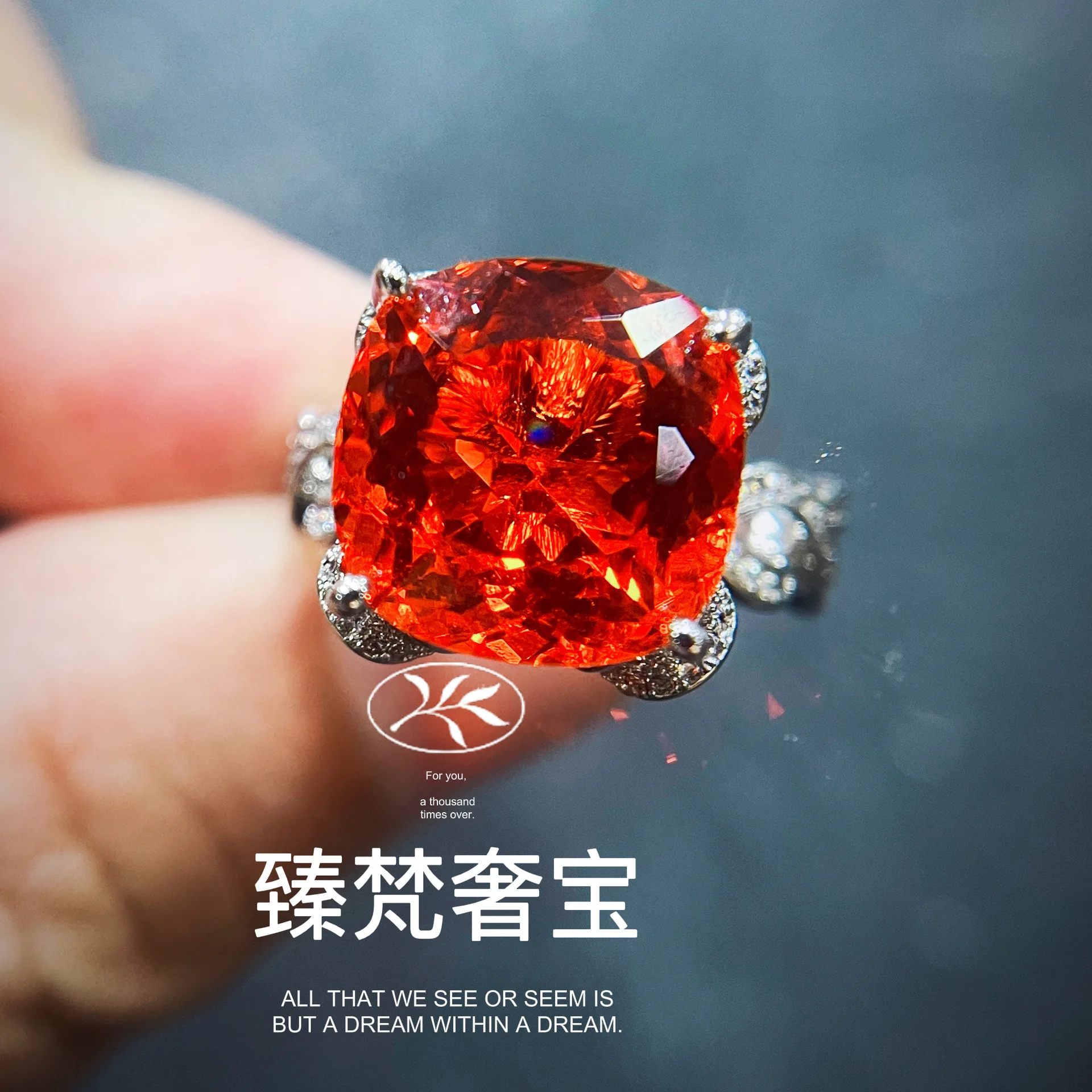 Foydcbreo New Luxury Super Large 15 Carati Fanta Orange Simulato Padparadscha Anelli Per Princess Anna Color Zircone Anello Regolabile