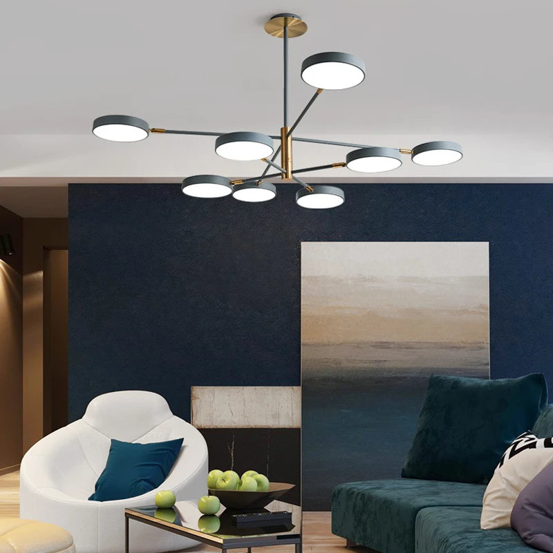 Postmodern Macaron Nordic Living Room Chandeliers Simple Wrought Iron Lamps Home Bedroom Chandelier Dining Room Lighting Light