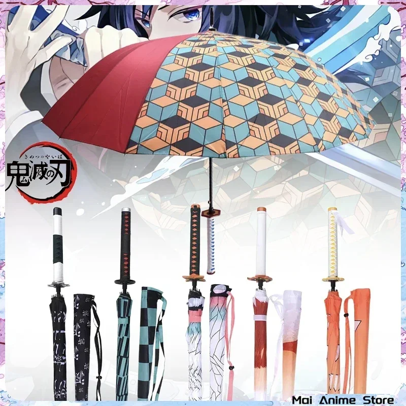 Anime Demon Slayer Katana Ombrello Kimetsu No Yaiba Giyuu Parasole Demon Slayer Tanjirou Shinobu Katana Sword Ombrelli Rain Gear