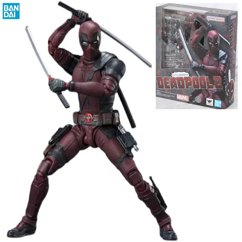 Original Bandai S.H. Figuards Deadpool2 Little Cheap Deadpool Animmobile Anime Action Figure Collection Model Toys Gift