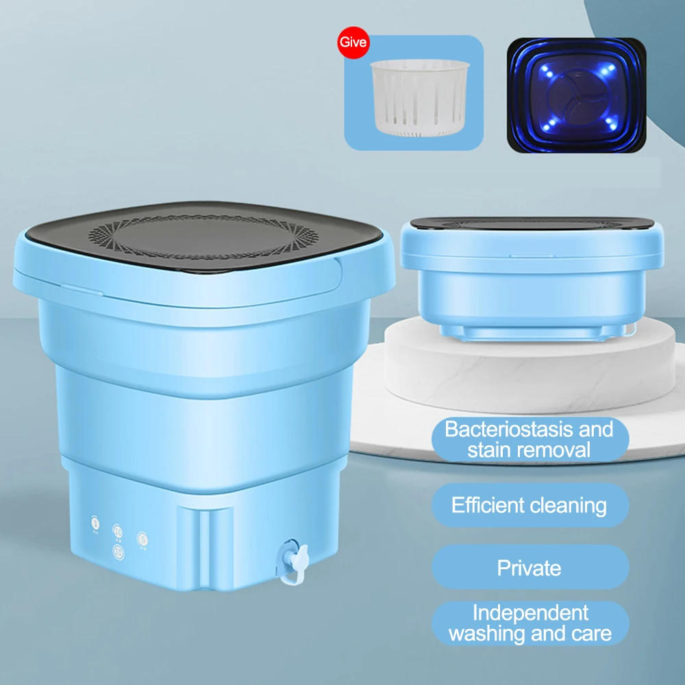 Mini Lavatrice Pieghevole Portatile Per Vestiti Con Secchio Per Asciugatrice Rondella Per Biancheria Intima Ad Ultrasuoni Calzino Disinfettare Automat