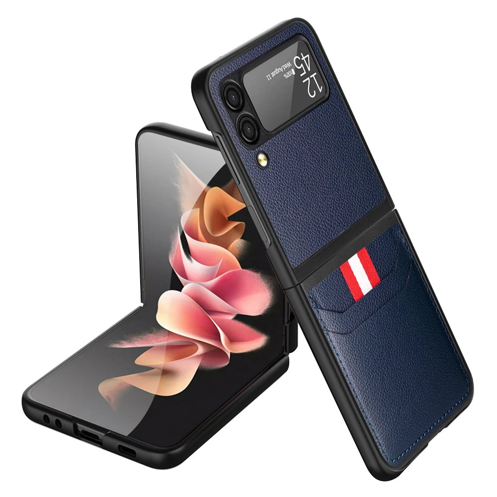 Per Samsung Z Flip3 Custodia Antiurto Funda Per Samsung Galaxy Z Flip 3 Flip3 Tasca Per Carte Antiscivolo Custodia Pieghevole Sottile