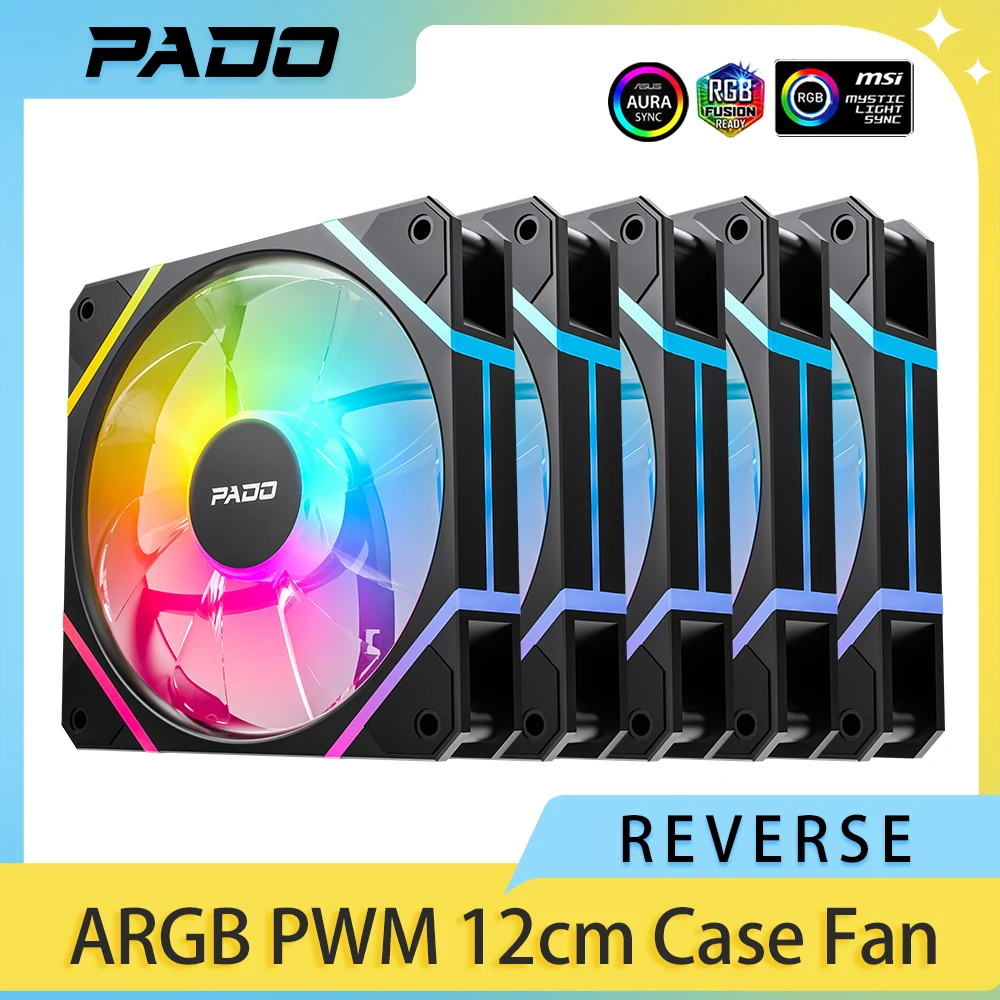 Aigo Pado G12 Reverse Rgb Fà Kit 120Mm, Caixa Do Computador, Refrigerador De Agua, 4Pin, Pwm, Cpu, 3 Pin5V Argb, 12Cm