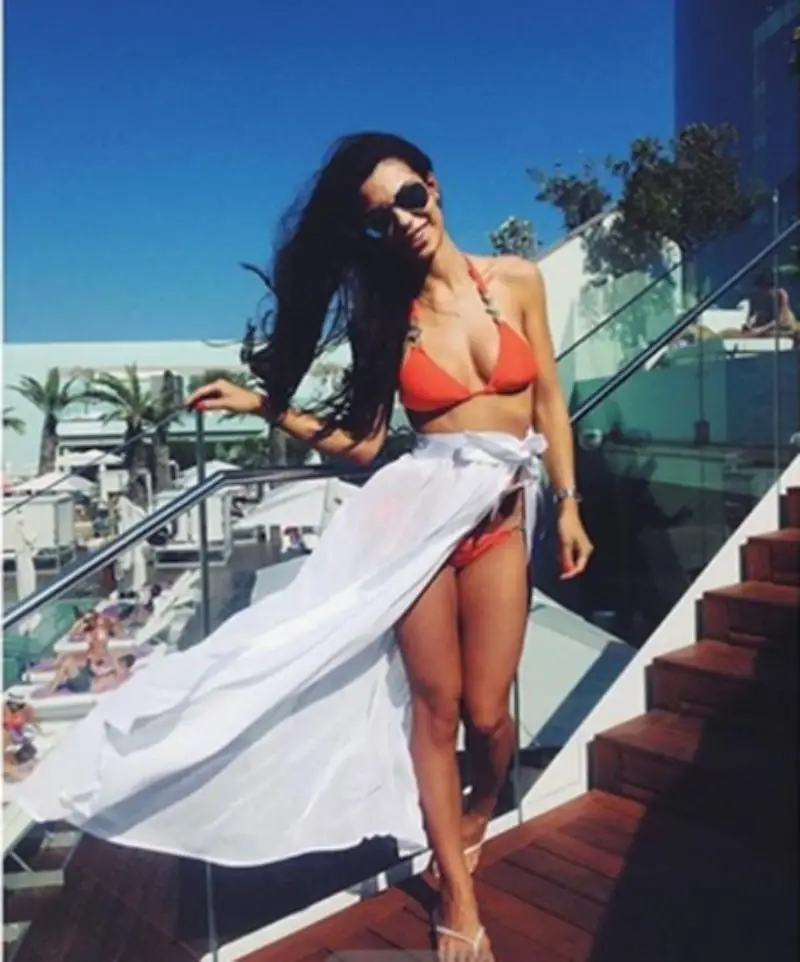 Costumi Da Bagno Da Donna Bikini Set Solid Cover Up Beachwear Copricostume Da Bikini Sexy Da Donna Beachwear Maxi Wrap Skirt Sarong Dress Summer