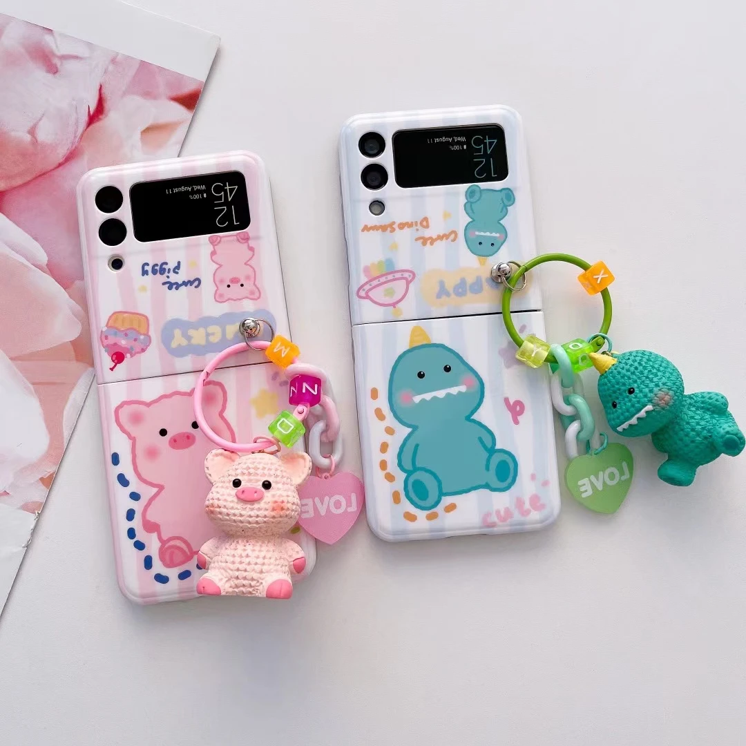 Custodia Imd Modello Dinosauro Maiale Carino Per Ciondolo Staccabile Samsung Galaxy Z Flip4 3