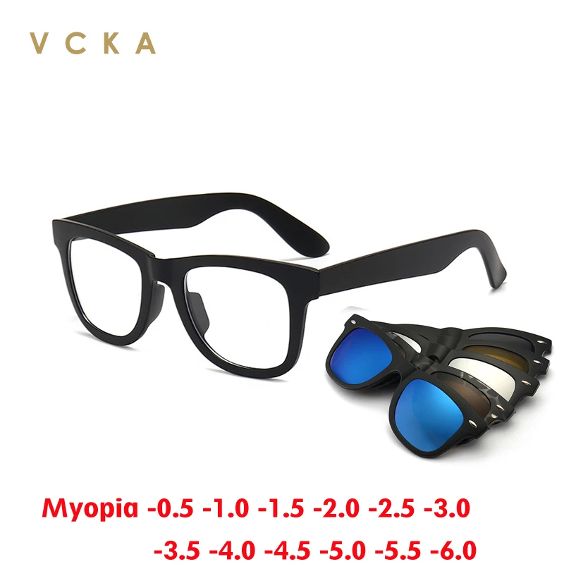 Vcka 6 In1 Occhiali Da Sole Miopia Polarizzati Da Uomo Occhiali Da Sole Classici Ottici Magnetici Con Clip Da Vista Montatura Per Occhiali Da Donna Pe