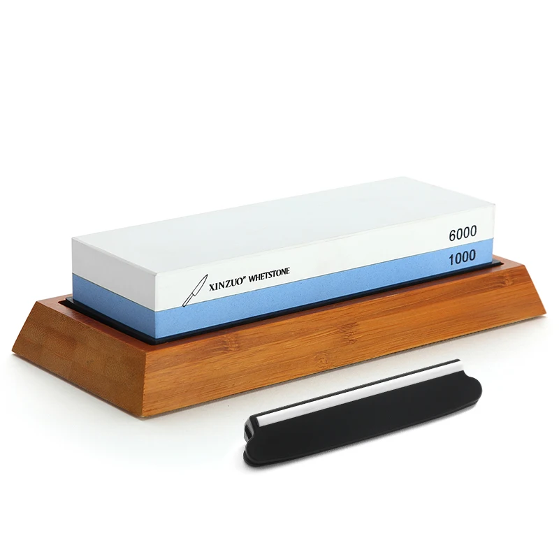 Xinzuo Doppio Lato 1000/6000 Grit Whetstone Professionale Per Affilare I Coltelli Affilatura Pietre Con Angolo Di Guida E Supporto Di Bambù