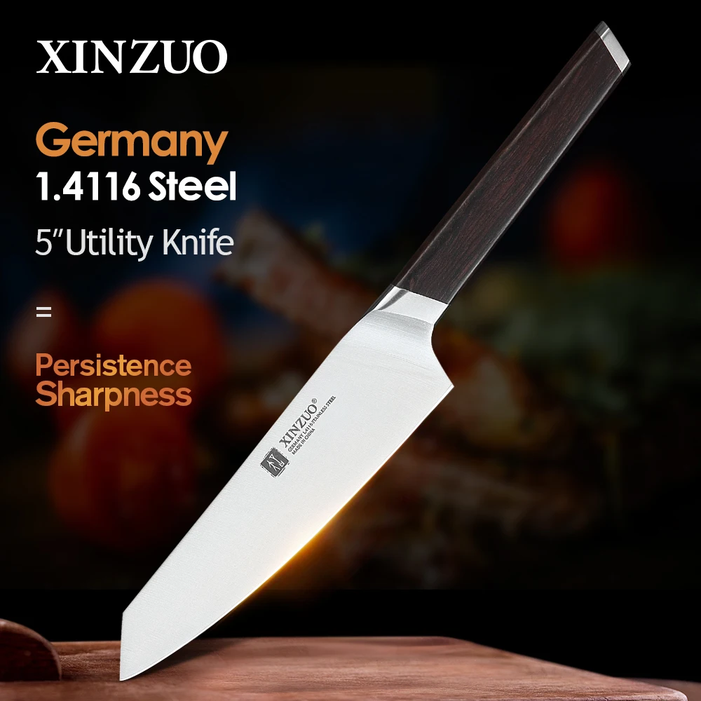 Xinzuo 5 "Coltello Multiuso In Acciaio Inossidabile Coltello Da Cucina Migliore Paring Frutta Multiuso Coltelli Manico In Ebano Coltelli Regalo