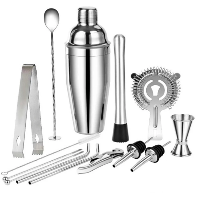 14 Pezzi Cocktail Shaker Cocktail Shaker Mixer Barman Kit Per Fai Da Te Bartending Accessori Per Cocktail Fatti In Casa