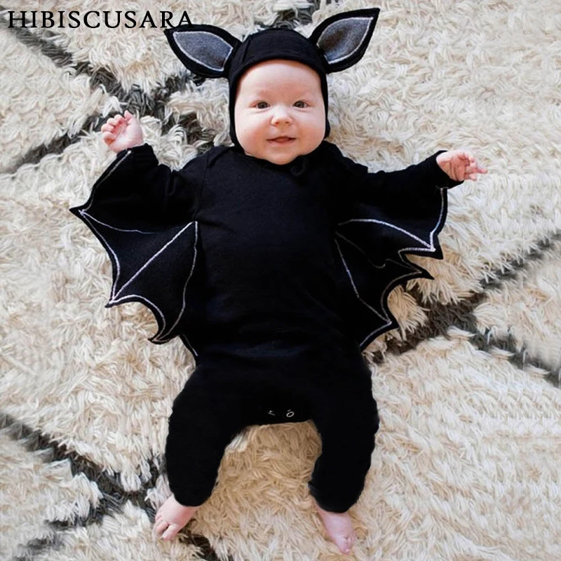 Bat Baby Pagliaccetti In Cotone Per Neonati Halloween Toddler Kids Adorabili Vestiti Per Animali Tuta Costumi Di Halloween Con Cappello