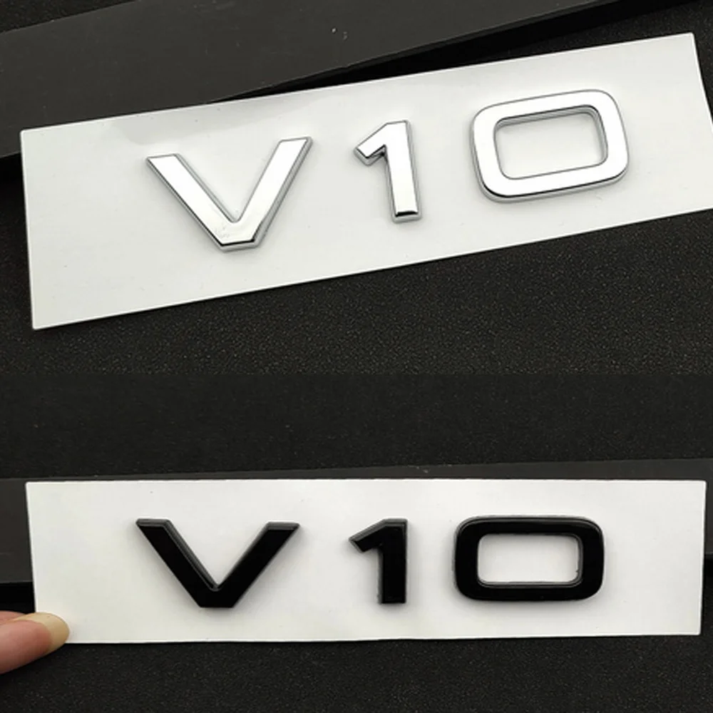 2X Car Fender Side Logo Cromato Abs 3D Sticker V10 Logos Letter Sticker Per Audi Rs6 S6 C6 S8 R8 V10 Accessori Adesivi