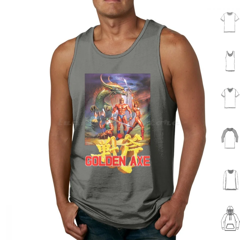 Golden Axe Canotte Stampa Cotone Golden Axe Arcade Genesis Mega Drive Retro Sword And Maghy Fantasy 80S Conan