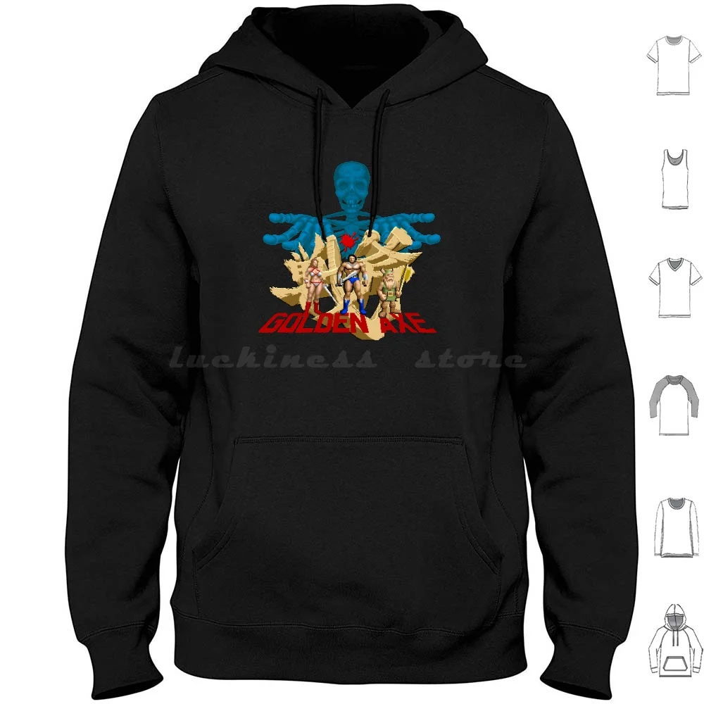 Golden Axe Felpe Con Cappuccio Manica Lunga Golden Axe Golden Axe Goldenaxe Arcade Videogioco Videogioco Vintage Retro Nostalgia