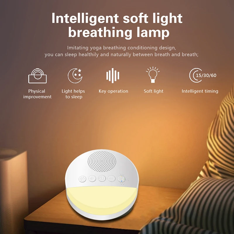 Baby White Noise Machine Usb Ricaricabile Spegnimento Temporizzato Sleep Machine Baby Sleep Noise Sound Player Night Light Timer