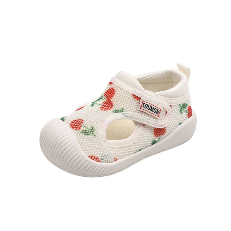 2023 New Summer Baby First Walkers Mesh Traspirante Toddler Girls Shoes Soft Sole Cute Print Tennis Fashion Infant Shoes Eu15-25
