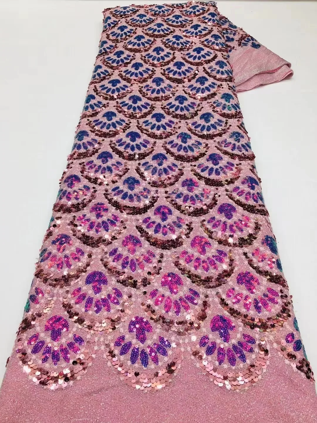Lussuosi Tessuti Di Pizzo Sequenza Nigeria Maglia Pizzo Ricamo Tessuto Di Pizzo Africano Con Materiale Di Paillettes Per Abiti Da Festa Di Nozze