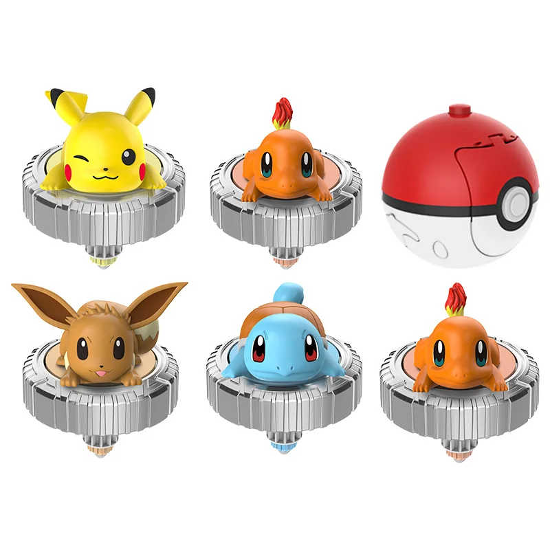 Pokemon Figure Beyblade Top Giroscopio Giocattoli Pikachu Charmander Squirtle Mewtwo Eevee Modelli In Pvc Pokeball Regalo Per Bambini