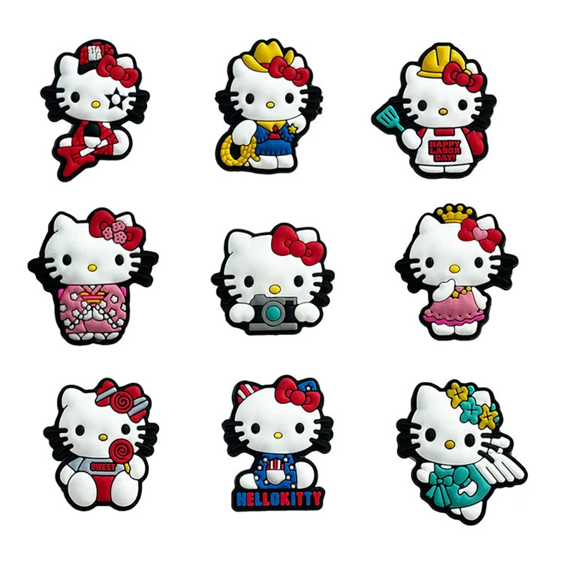 1 Pz Hello Kitty Cartoon Croc Charms Pvc Souvenir Fibbia Per Scarpe Accessori All'Ingrosso Decorazioni Ragazze Regali Di Natale All'Ingrosso