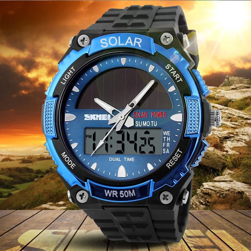 Skmei Brand Solar Powered Men Orologi Sportivi Outdoor Military Led Watch Fashion Digital Quartz Watches Multifunzione