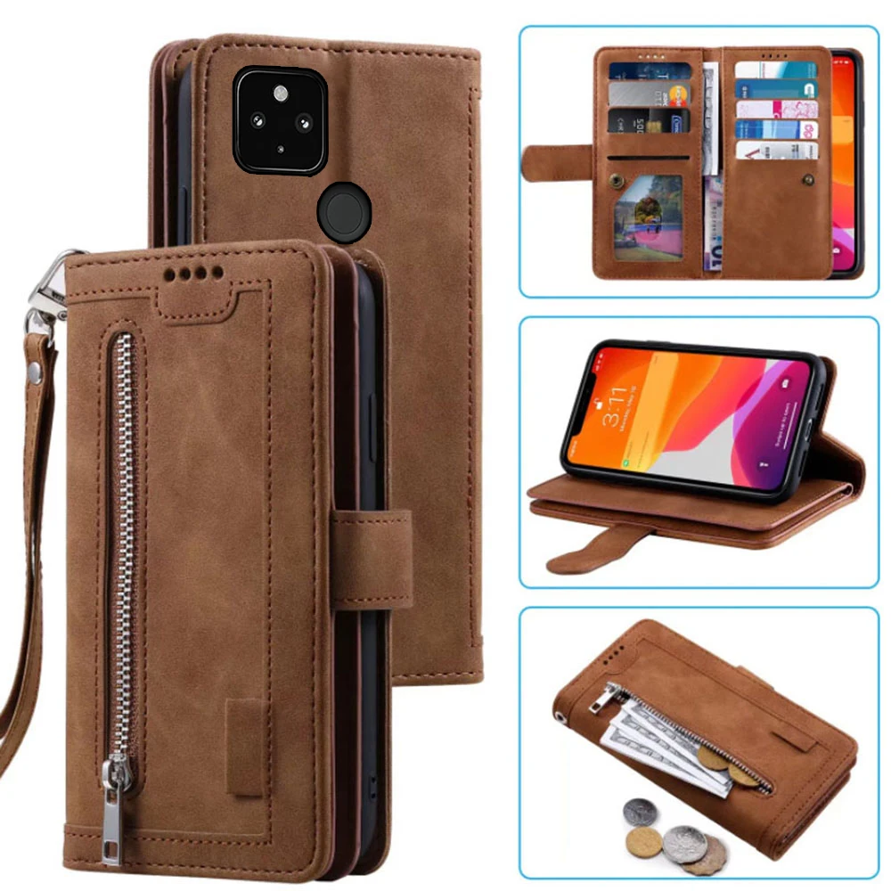 Custodia A Portafoglio Per 9 Carte Per Google Pixel 4A 5G Custodia Slot Per Schede Cerniera Flip Folio Con Cinturino Da Polso Carnevale Google Pixel 4