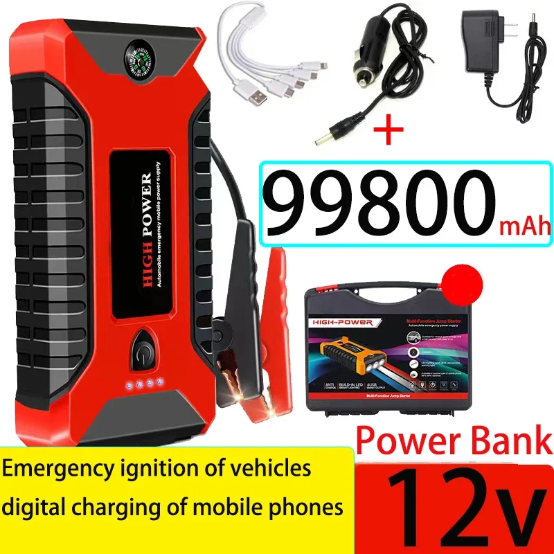 Eafc 12V Car Jump Starter Power Bank Batteria Portatile Per Auto Booster Dispositivo Di Avviamento Automatico Illuminazione Di Avvio Di Emergenza
