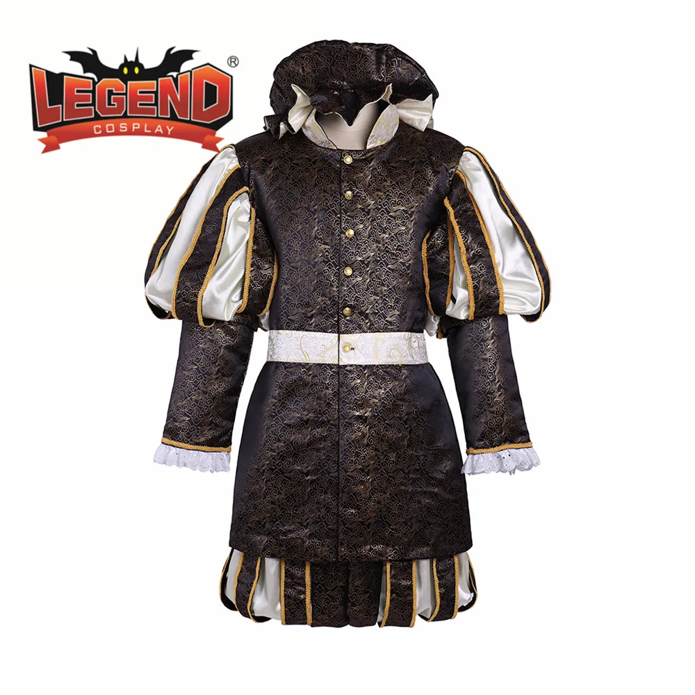 Elizabeth Tudor Re Henry Vestito Medievale Re Cosplay Costume Uomo Nero Vestito Medievale Rinascimentale Coloniale Nero Calzoni