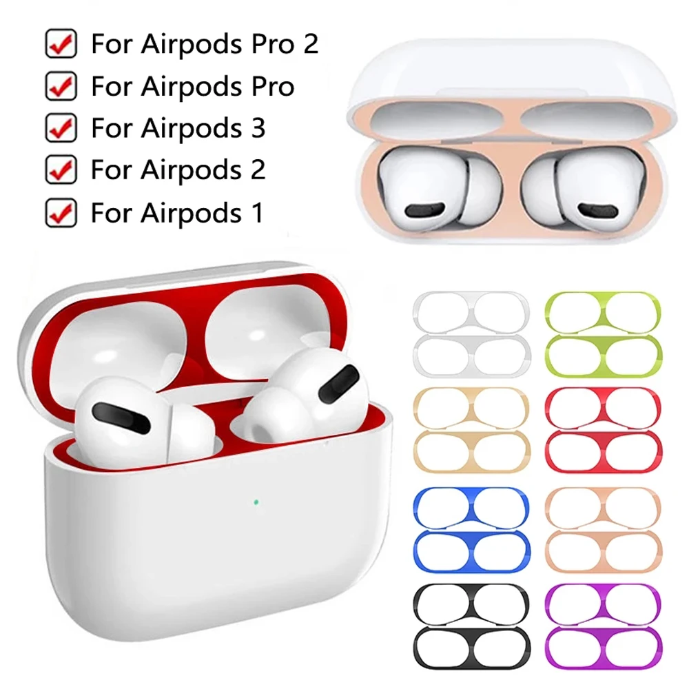 Adesivi Antipolvere In Metallo Per Apple Airpods 1 2 3 Pellicola Protettiva Antipolvere Antigraffio Per Iphone Airpods Pro Pro2 Dust Film