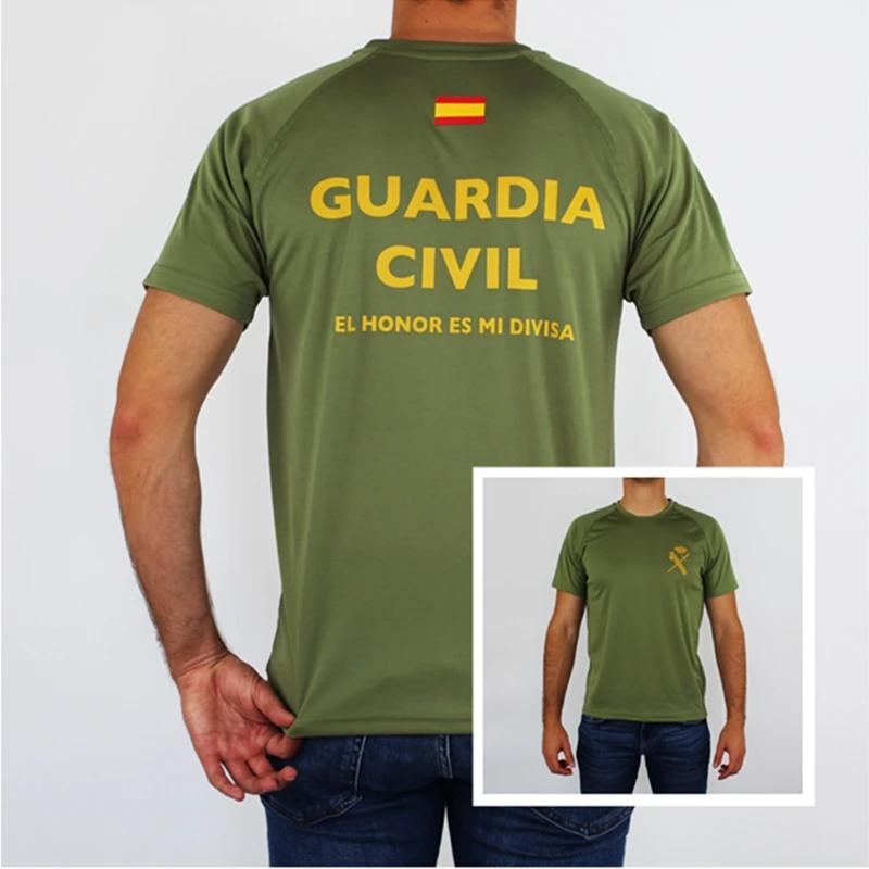 Camiseta Televica Guardia Civil Spagnolo, Algodon De Ocio De Manga Corta