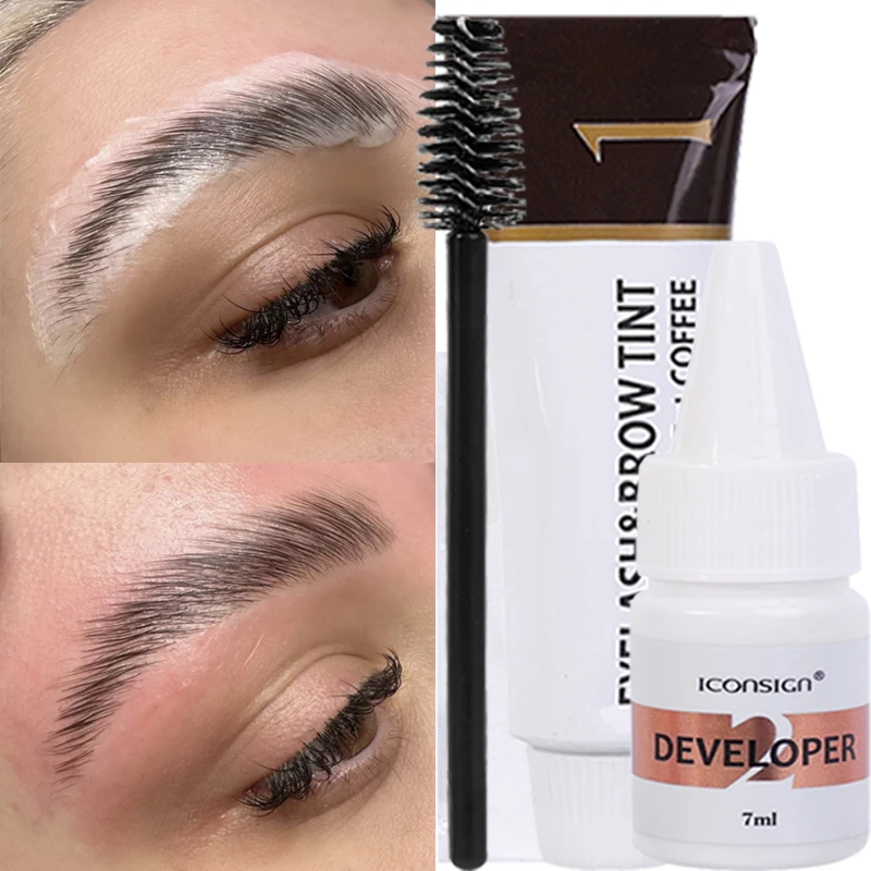 Kit Tinta Per Sopracciglia Veloce Professionale Nero Marrone 2 In 1 Gel Per Sopracciglia Lash Lift Tinta Trucco Per Sopracciglia Impermeabile Semiperm