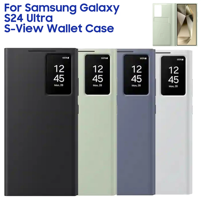 Smart View Wallet Flip Case Per Samsung Galaxy S24 Ultra Sm-S928B Smart View Cover Per Telefono