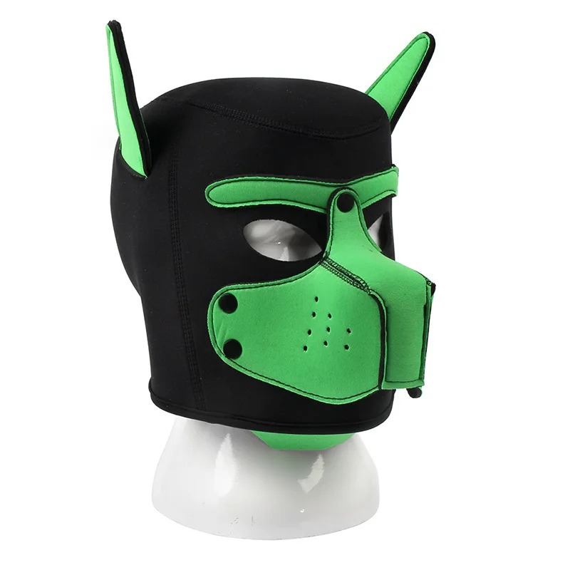 Costumi Sexy Unisex Di Uomo Donna Latex Open Mouth Hole Copricapo Per Cani Full Face Fetish Mask Hood Per Halloween Pupply Play Party