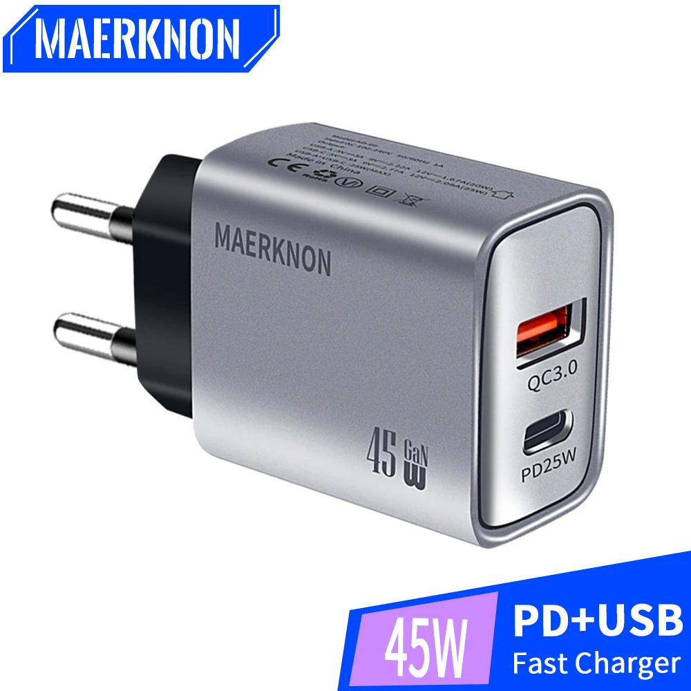 Caricabatterie Usb Da 45W Pd 25W Usb C Charegr Caricabatterie Rapido Per Iphone 15/15 Plus/ 15 Pro/ 15 Pro Max Caricabatterie Xiaomi Samsung Pd Tipo C