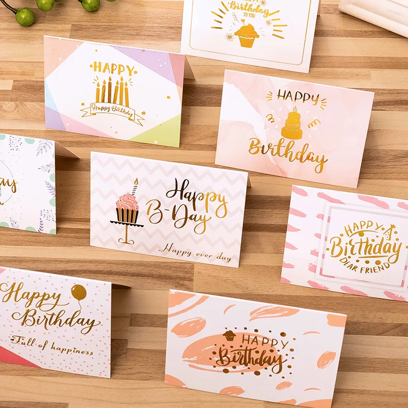 【 10 Pcs 】Buon Compleanno Biglietto Di Auguri Biglietto Biglietto Di Auguri Bouquet Regali Forniture Per Feste Di Compleanno Bomboniere