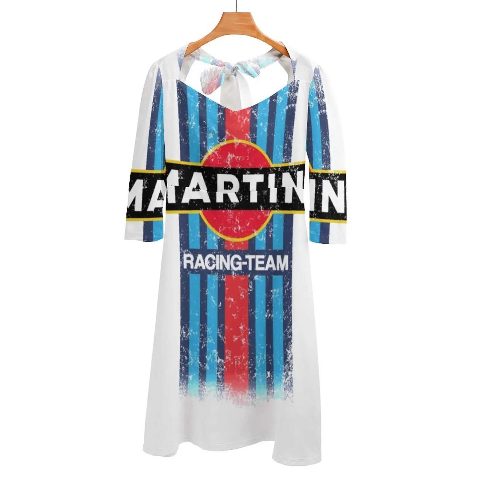 Racing Retro Back Lacing Backless Dress Square Neck New Plus Size Elegant Women Dress Equipment Abarth Scorpion Red Black Cars