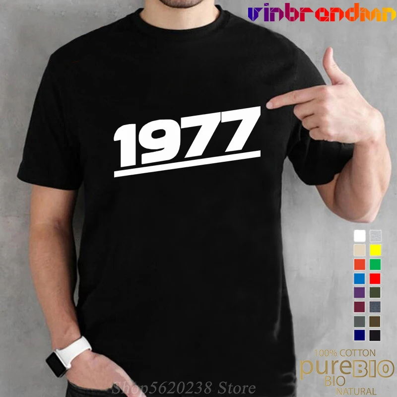 T-Shirt Da Uomo 1977 Numero Di Età Top Moda Classica 100% Cotone Tessuto O-Collo T-Shirt Retrò Compleanno Vintage 1977 Regali Magliette