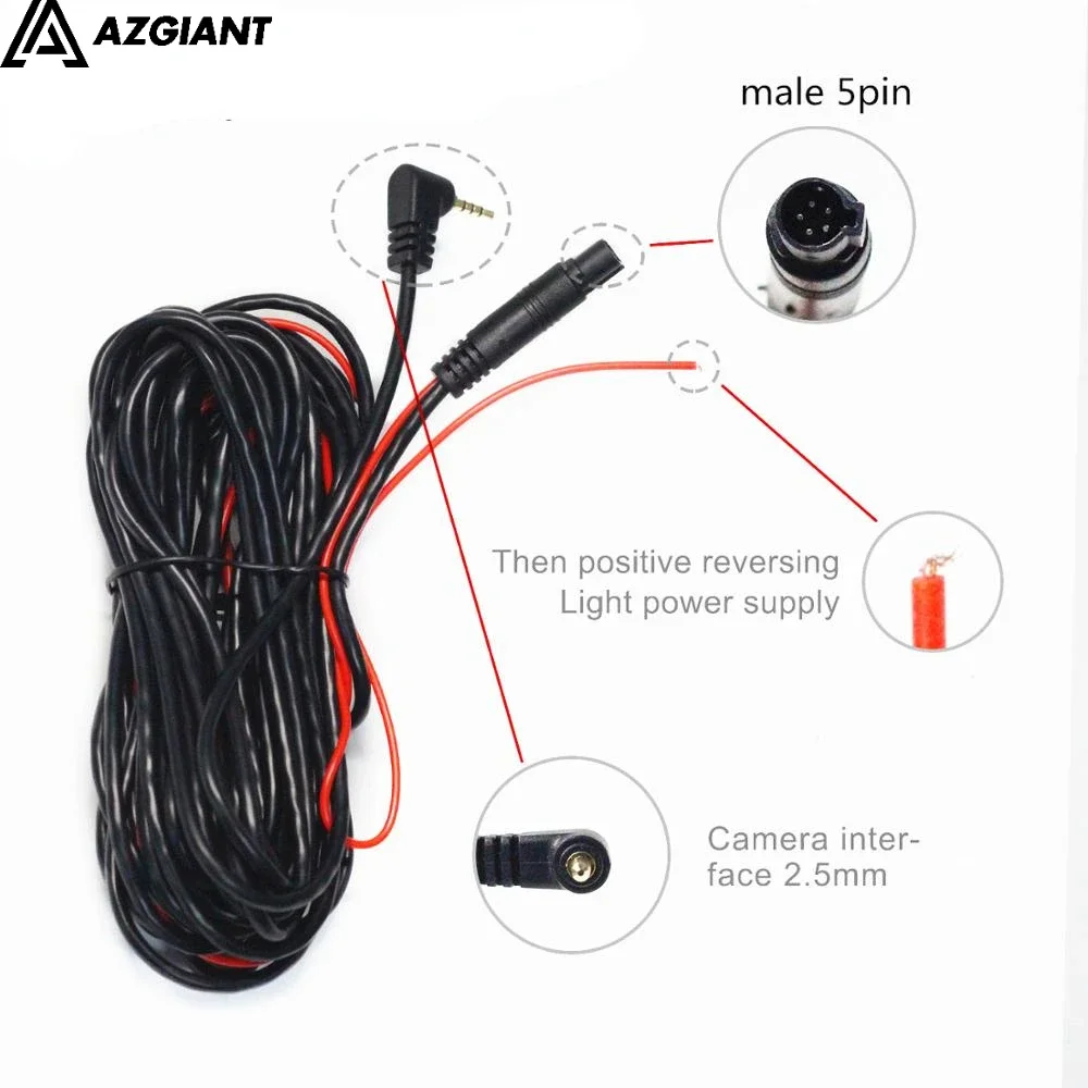 Cavo Prolunga Jack 6/10M 5Pin 2.5Mm Per Auto Rca Video Telecamera Posteriore Maschio, Cavo Telecamera Dvr