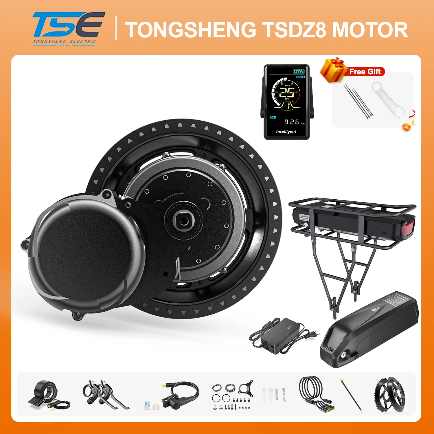 Tongsheng Tsdz2B Tsdz8 Kit Ebike 36V 48V 250W 500W 750W Sensore Di Coppia Del Motore Motore Motore Centrale Con Batteria Al Litio Ebike 48V 25Ah 20Ah
