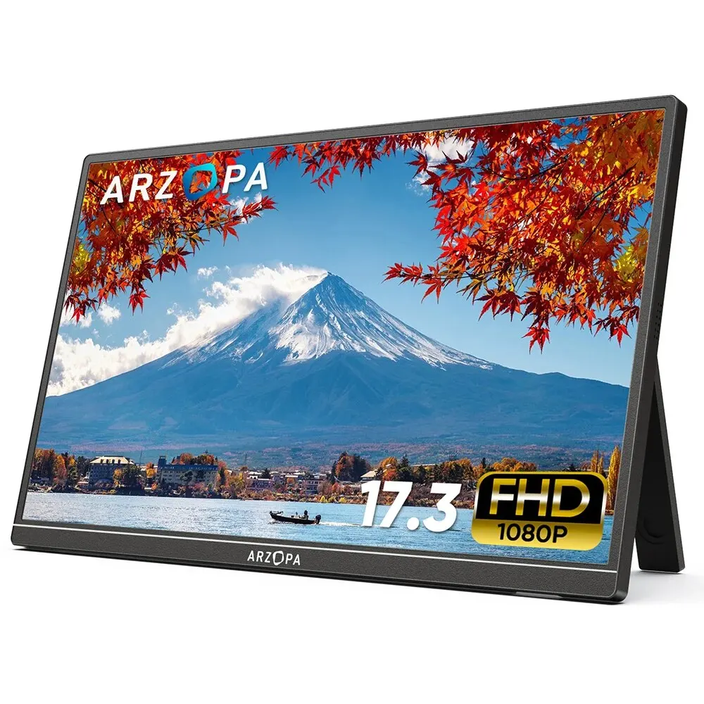 Arzopa 17.3 "Monitor Portatile Fhd 1080P Display Esterno Schermo Ips Monitor Da Gioco Usb C Hdmi Per Pc Phone Mac Xbox Ps5 Switch