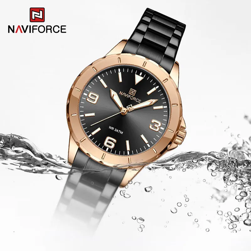 Business Naviforce Women Bracciale Orologi Fashion Ladies Orologio Al Quarzo In Acciaio Inossidabile Orologi Da Polso Femminili Waterpoof Montre Femme