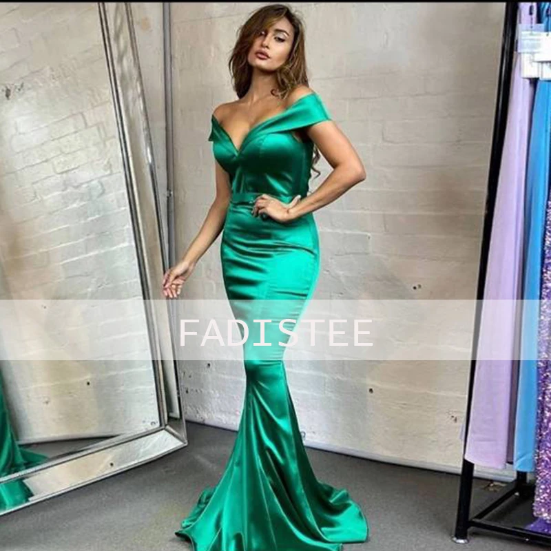 Raso Verde Del Partito Di Promenade Dei Vestiti Da Sera Vestido De Noiva Sereia Abito Abito Robe De Soiree Vestido Novia Playa Della Sirena