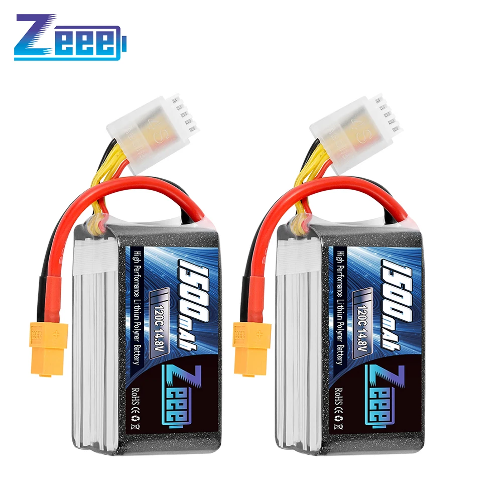 2Pcs Zeee 4S 1500Mah 14.8V 100 120C Batteria Lipo Con Spina Xt60 Softcase Per Rc Car Truck Buggy Fpv Droni Aereo Rc Parts