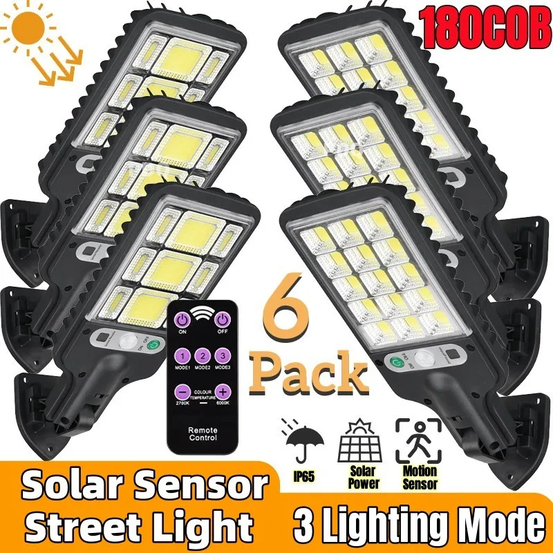 Confezione Da 1-6 Lampioni Solari Per Esterni Con Sensore Di Movimento Di Sicurezza Impermeabile Lampada A Led Con 3 Luci Solari In Modalità Di Illumi